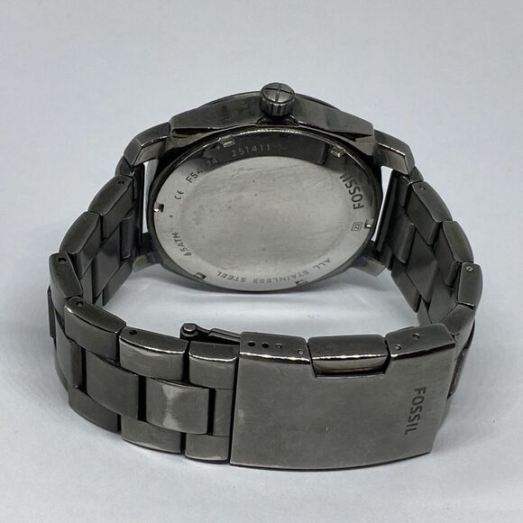 Fossil FS4774 Men's Gray Stainless Steel Analog Black Dial Quartz Watch XX404 - Picture 10 of 12